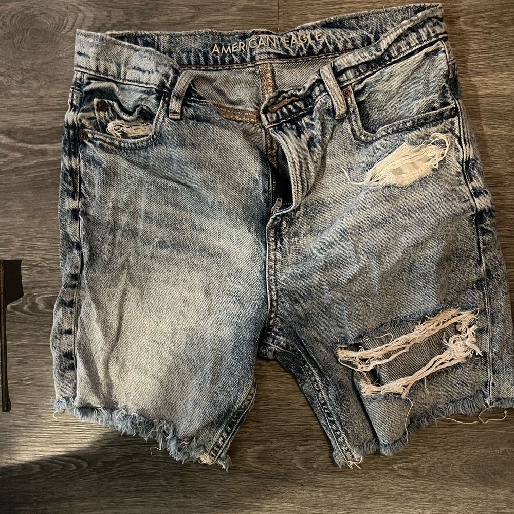 American Eagle Outfitters Ripped Light Blue Jean Shorts
